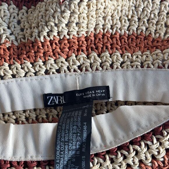 Zara Crochet Bucket Hat in Tan, Orange, Green and Burgundy - Picture 6 of 8